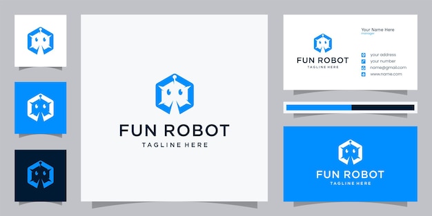 Cute robot logo design and business card