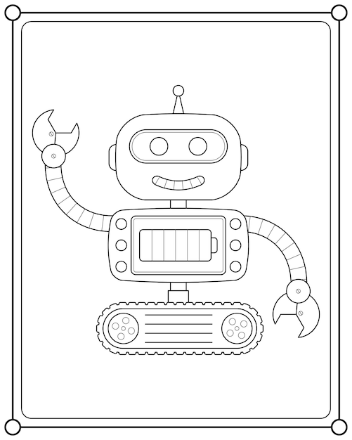 Cute robot suitable for children's coloring page vector illustration