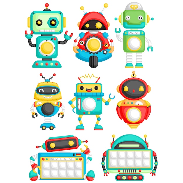 Cute Robot Vector Set