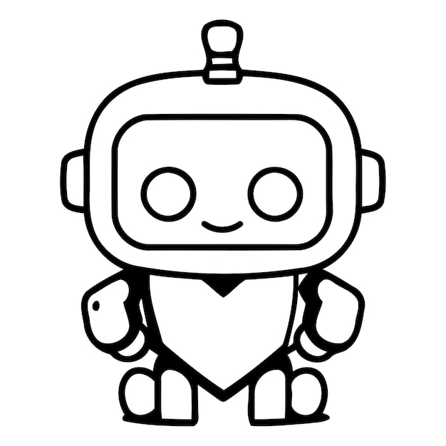 Cute robot with heart Cute cartoon character Vector illustration