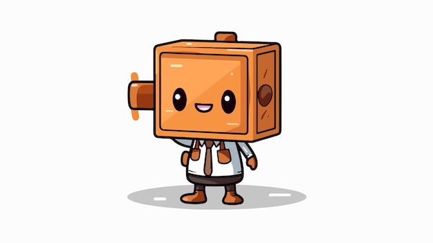 cute robot with a suitcase on his head