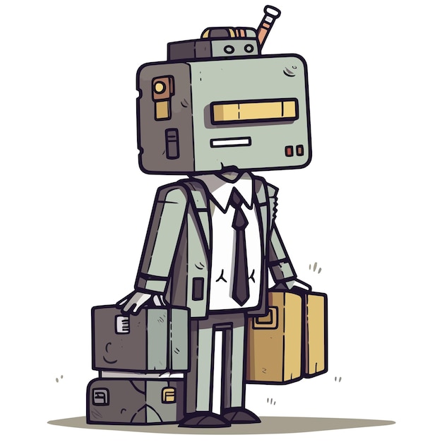 A cute robotic businessman