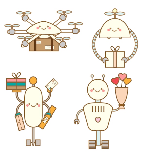 Cute robots characters