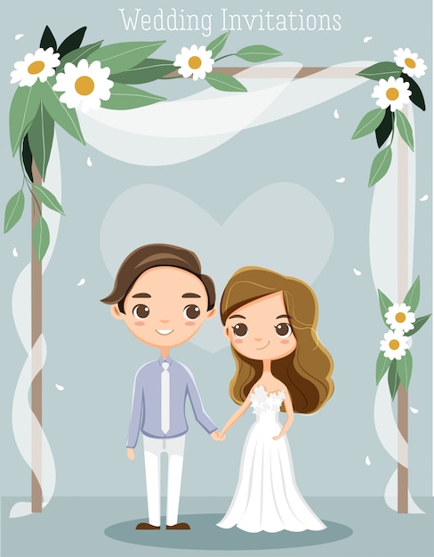 Cute romanti couple for wedding invitations card