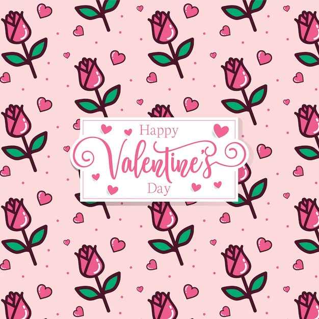 Cute romantic hearts floral valentine's day pattern