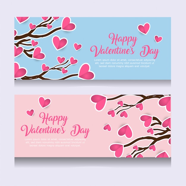 Cute romantic hearts valentine's day banner