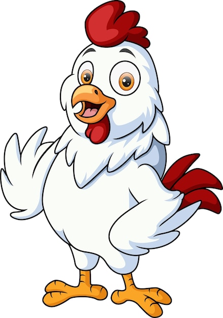 Cute rooster cartoon on white background