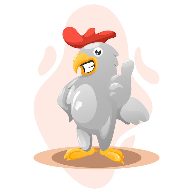 cute rooster illustration logo design