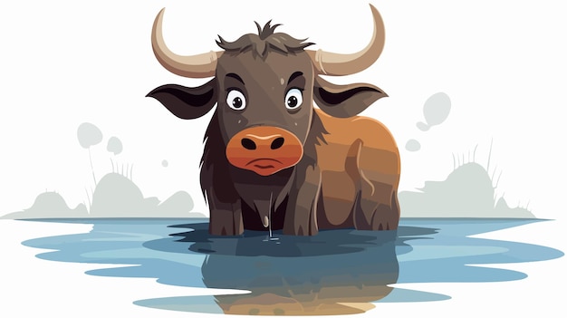 Cute Sad Bull Cartoon Illustration