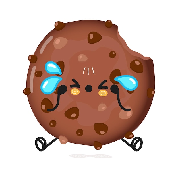 Cute sad chocolate cookies character