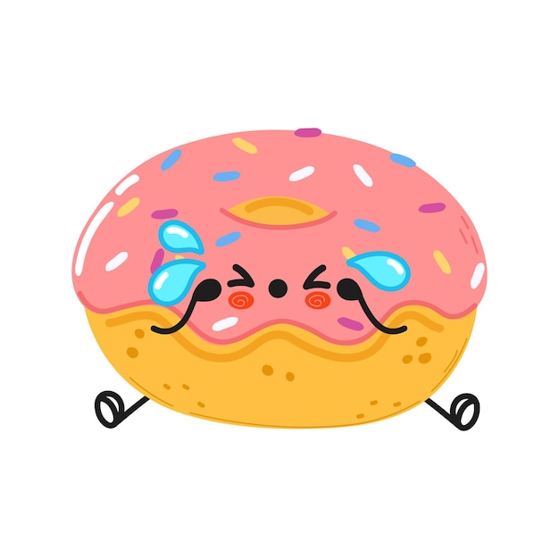 Cute sad and crying Donut character