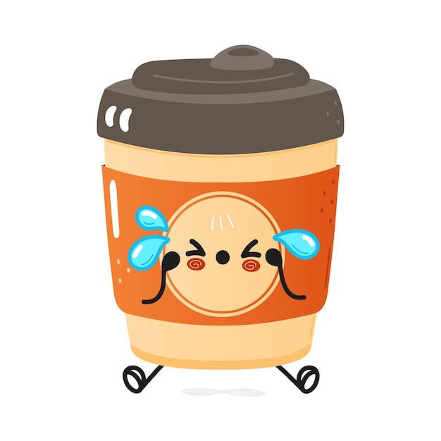 Cute sad cup of coffee character