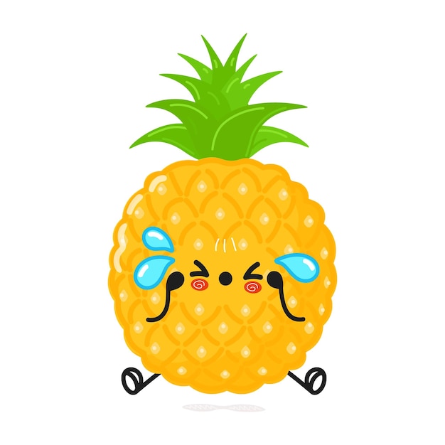 Cute sad pineapple character