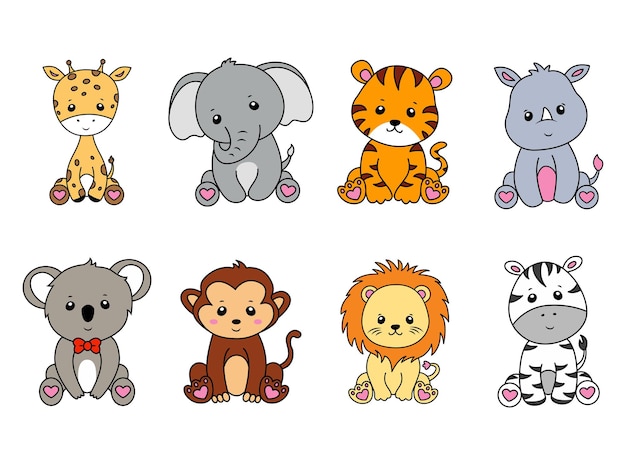 Cute Safari Animals Vector Graphics