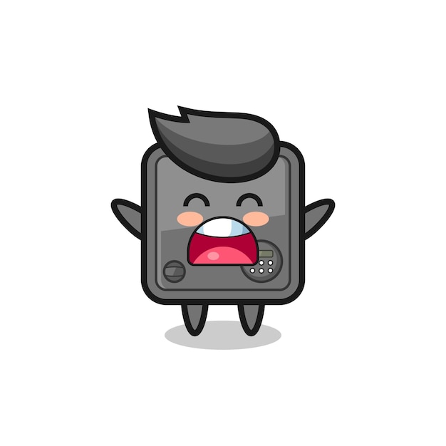 Cute safe box mascot with a yawn expression , cute style design for t shirt, sticker, logo element