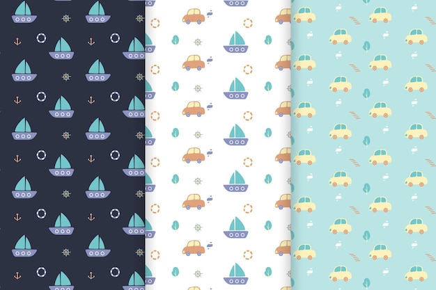 cute sailboat and car pattern