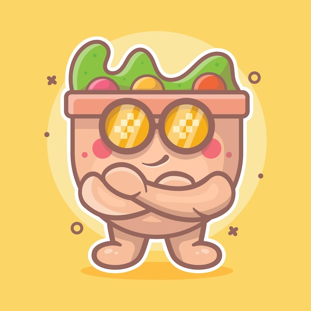 cute salad food character mascot with cool expression isolated cartoon in flat style design