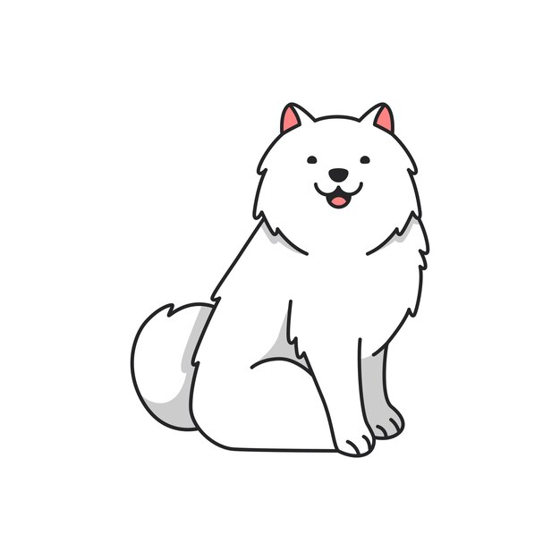 Cute Samoyed dog cartoon illustration