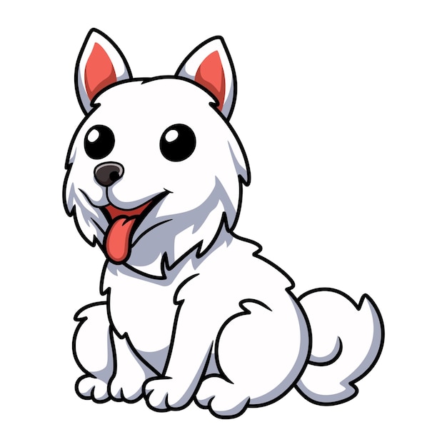 Cute samoyed dog cartoon sitting