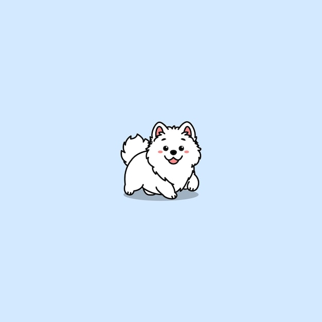 Vector cute samoyed dog walking cartoon vector illustration