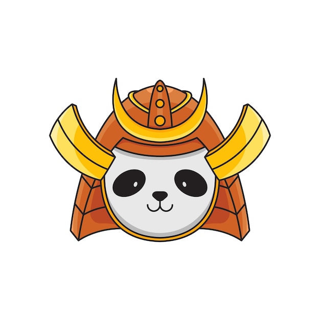 Cute samurai panda mascot illustration