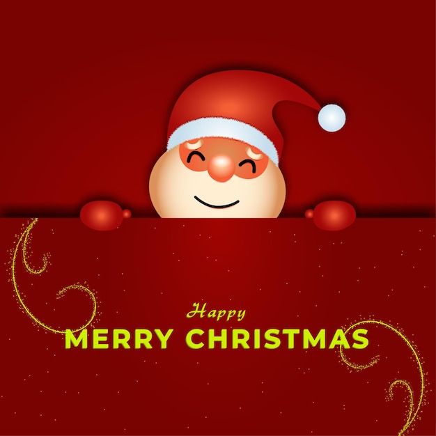 Cute santa claus character holding christmas card