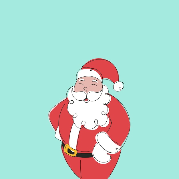 Cute Santa Claus Character On Turquoise Background.