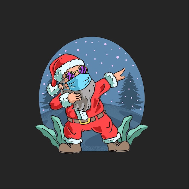 Cute Santa Claus Dabbing in Winter Night