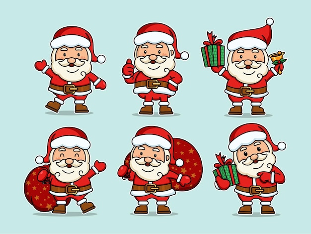 cute santa claus different characters