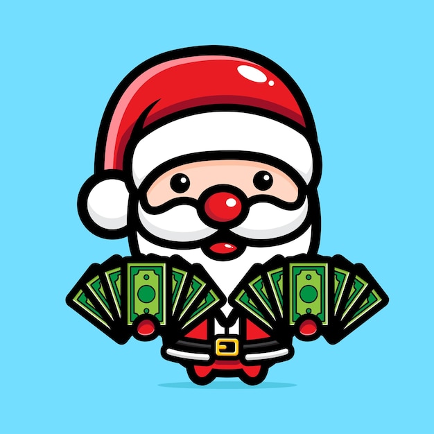 cute santa claus handing out money