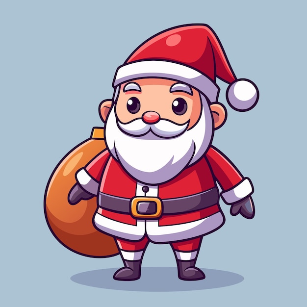 Vector cute santa claus holding a christmas bag cartoon vector art