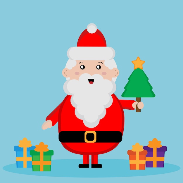 Cute Santa Claus holding a fur tree in his hand. Cute Santa Claus holding a fur tree in his hand