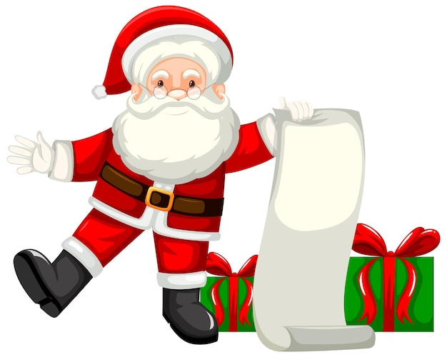 Vector cute santa claus holding list paper