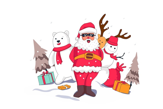 Cute Santa Claus  Merry Christmas Flat Vectors