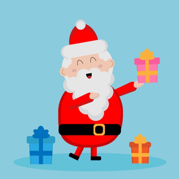 Cute Santa Claus and presents for kids