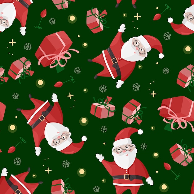 Cute Santa Claus seamless pattern.