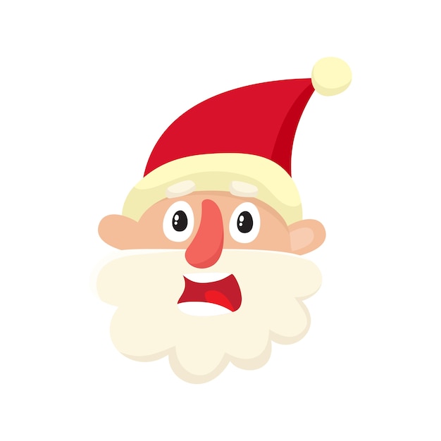 Cute Santa Claus, upset, confused facial expression, cartoon  illustration isolated on white background, old man emoji face, concerned, confused frustrated.