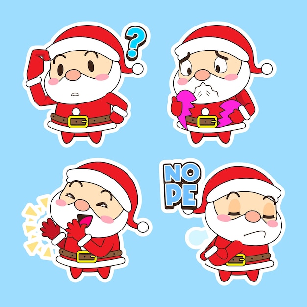 Cute santa claus vector set xmas illustration