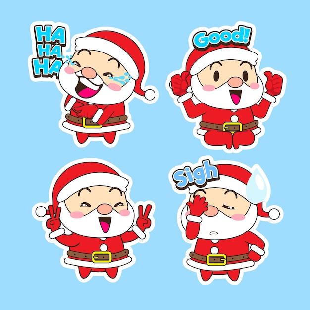 Cute santa claus vector set xmas illustration