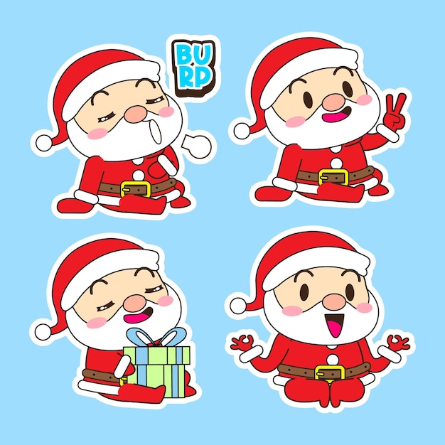 Cute santa claus vector set xmas illustration