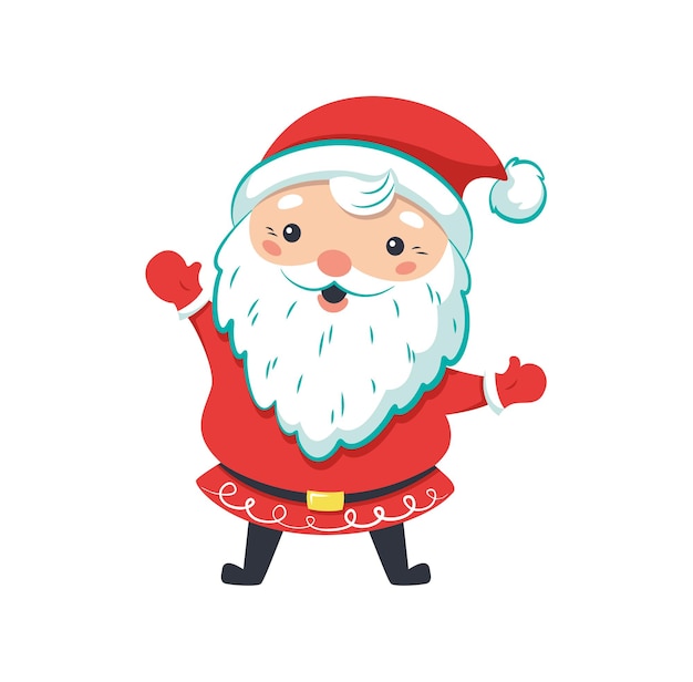 Cute Santa Claus waving his hand saying Hello