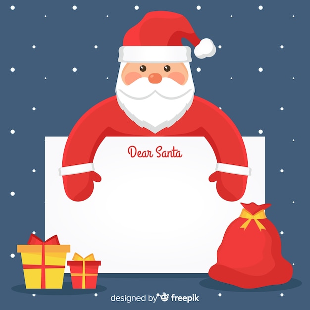 Cute santa claus with blank sign