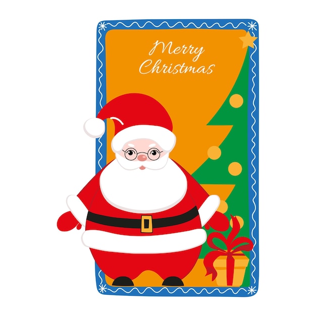 Cute Santa Claus with a Christmas tree and a gift on a Christmas card Great for card poster poster and kids room decorationx9