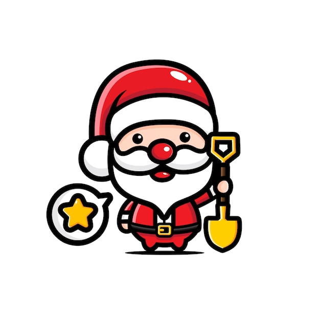 cute santa claus with hoe