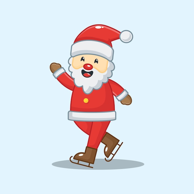 Cute Santa Claus with ski boots. christmas  illustration 