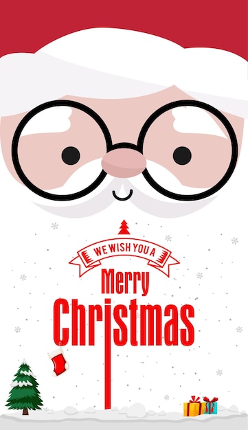 Cute Santa Claus with spectacles Christmas card