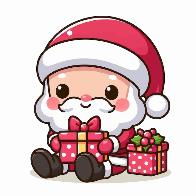 cute santa cluse cartoon vector on white background