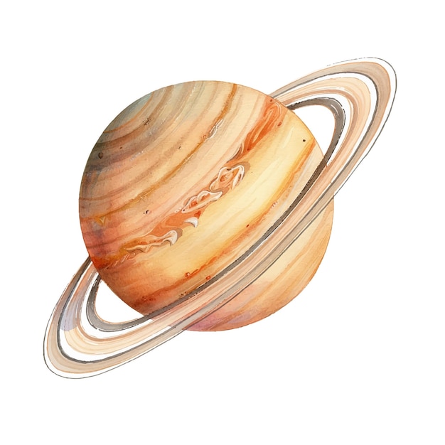 cute saturn planet vector illustration in watercolour style