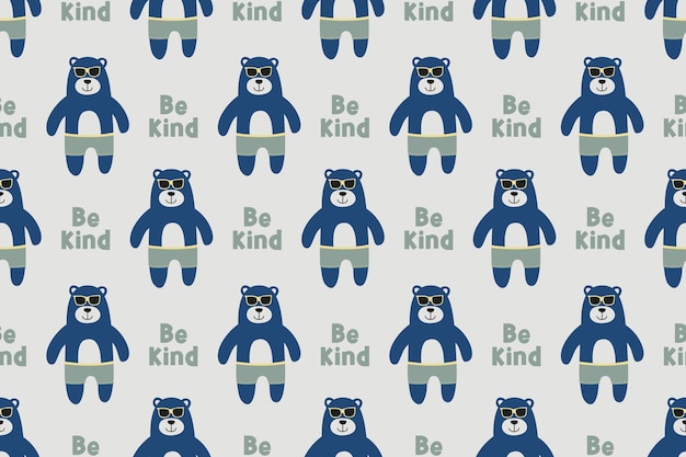 Cute Scandinavian Bear Poster for Kids Room Wall Decoration