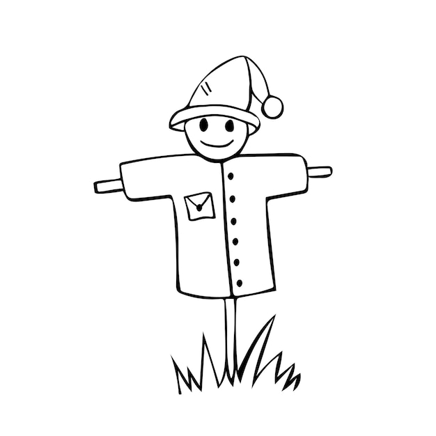 Cute scarecrow hand drawn doodle vector